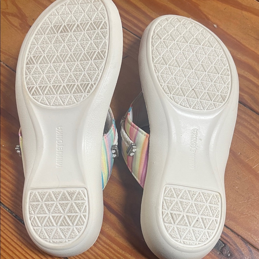 Minnetonka Pastel Striped Sandals - Picture 4 of 7